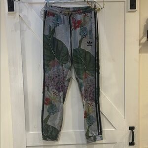 Adidas Gray and Green Floral Track Pants